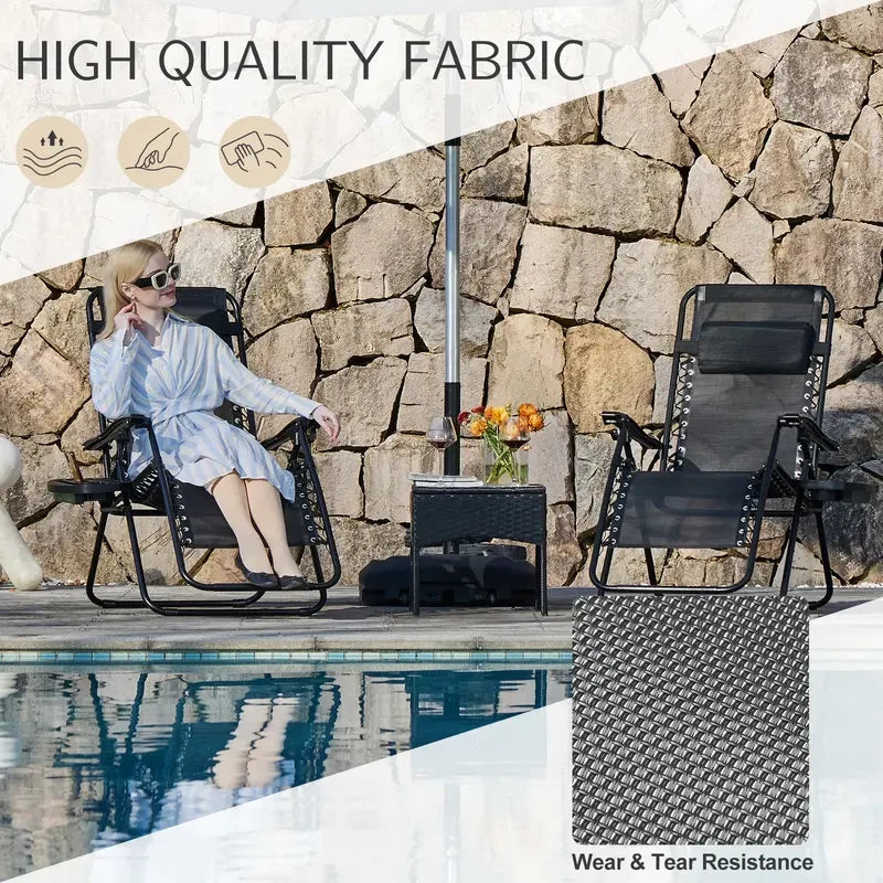 Zero Gravity Reclining Chair with Cup Holder - Adjustable Outdoor Lounge Chair